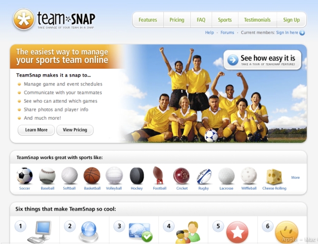 TeamSnap Home Page